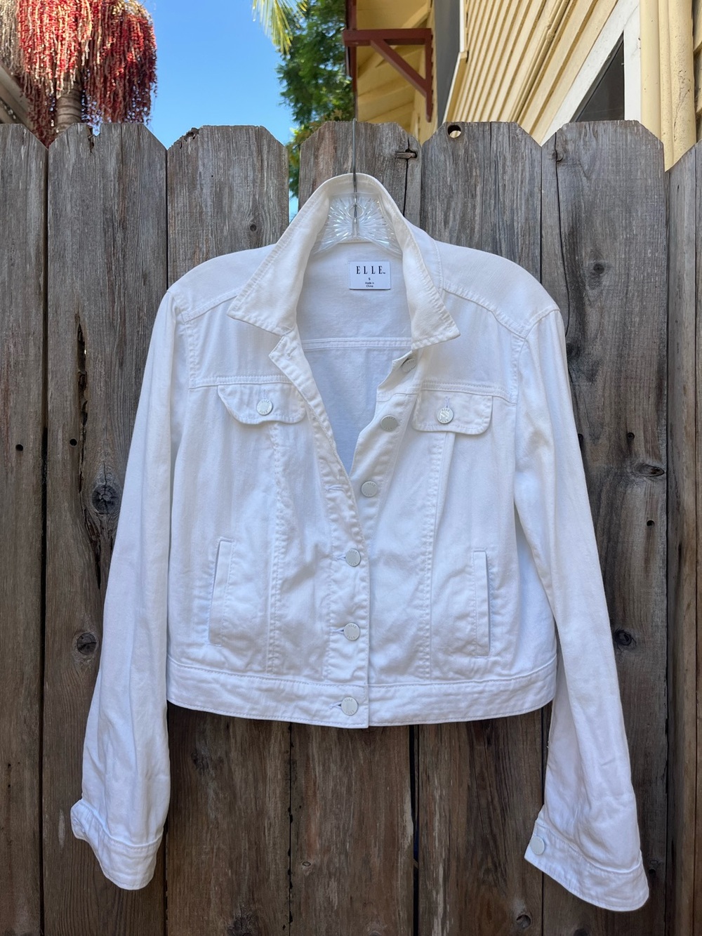 Elle jean jacket white cropped size S